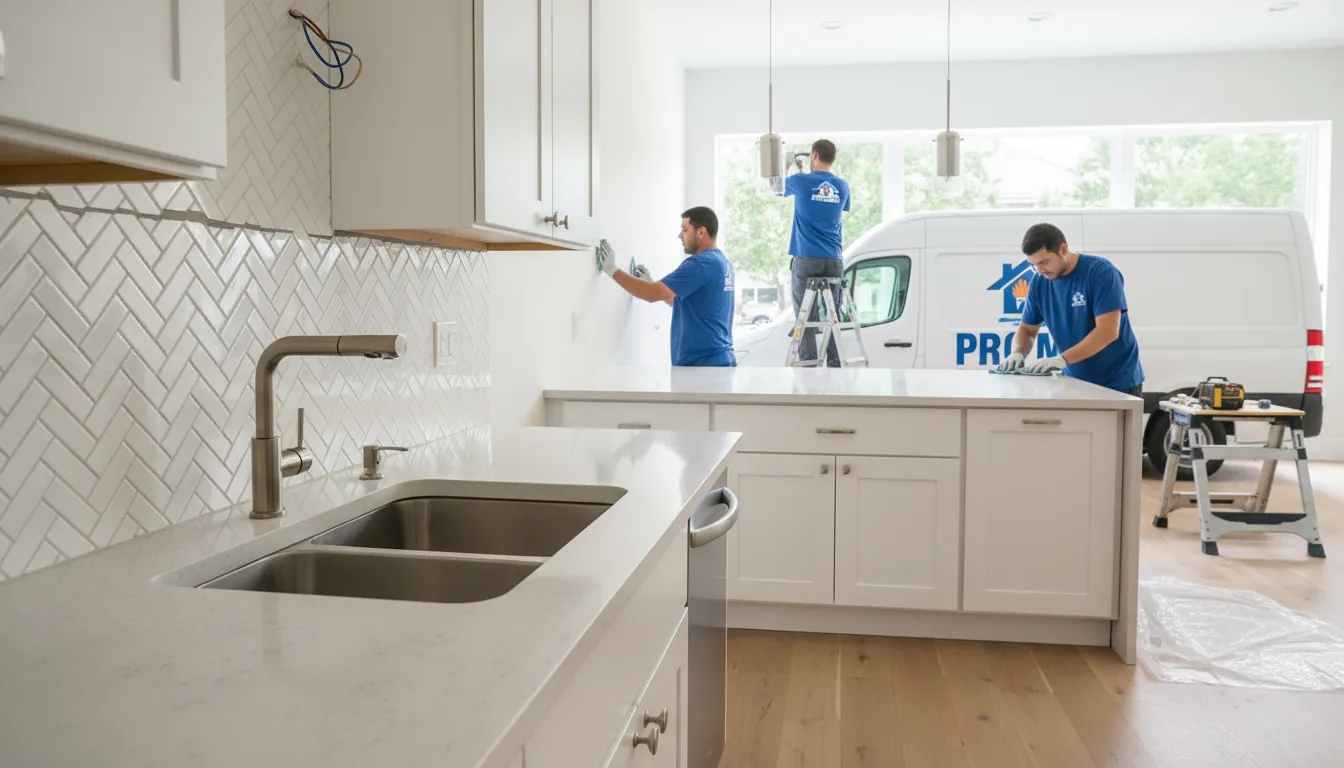 Kitchen remodeling with modern cabinetry and countertops